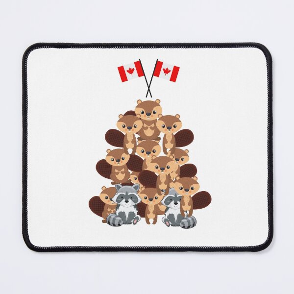Item preview, Canadian Beavers in a pyramid holding two Canadian flags designed and sold by 3TFashion.