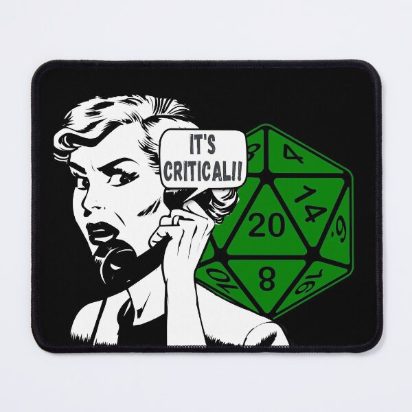 Item preview, Pop Art "It's Critical!!" Comic Woman on Phone AD&D Critical Hit d20 Polyhedral Dice Design designed and sold by Candlewood Museum & Gift Shoppe.
