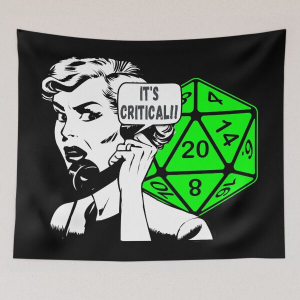 Item preview, Pop Art "It's Critical!!" Comic Woman on Phone AD&D Critical Hit d20 Polyhedral Dice Design designed and sold by Candlewood Museum & Gift Shoppe.
