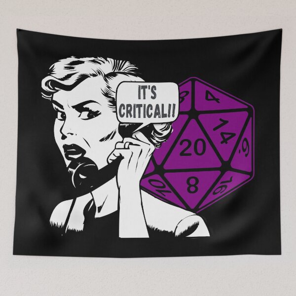Item preview, Pop Art "It's Critical!!" Comic Woman on Phone AD&D Critical Hit d20 Polyhedral Dice Design designed and sold by Candlewood Museum & Gift Shoppe.