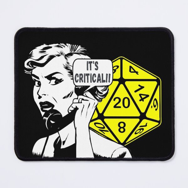 Item preview, Pop Art "It's Critical!!" Comic Woman on Phone AD&D Critical Hit d20 Polyhedral Dice Design designed and sold by Candlewood Museum & Gift Shoppe.