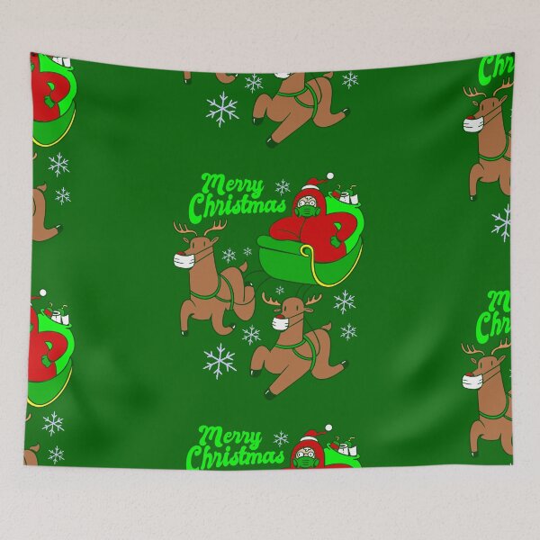 Item preview, covid christmas face mask santa reindeer sleigh designed and sold by Gossip Rag.