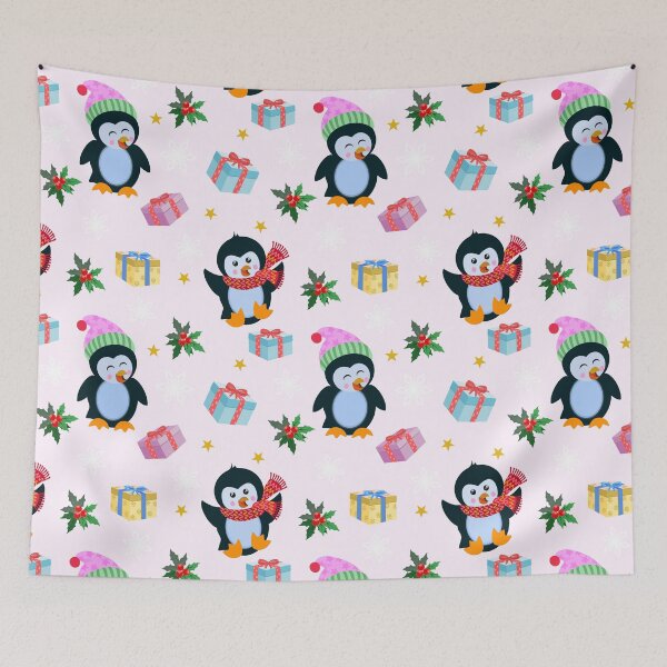 Aperçu de l'œuvre Conception drôle et mignonne de pingouins et de cadeaux de Noël créée et vendue par Jaydee001.