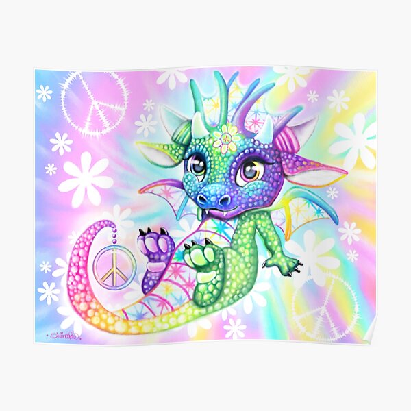 Peaceful Tie Dye Lil Dragonz ©Sheena Pike Poster