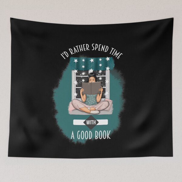 Item preview, I'd Rather Spend Time With A Good Book - Woman Bedtime Reading designed and sold by ColorfulMystic.