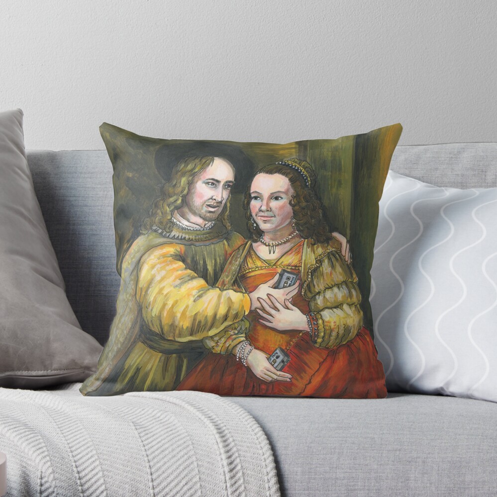 Nicolas Cage, Rembrandt Painting, Mix Tape Throw Pillow