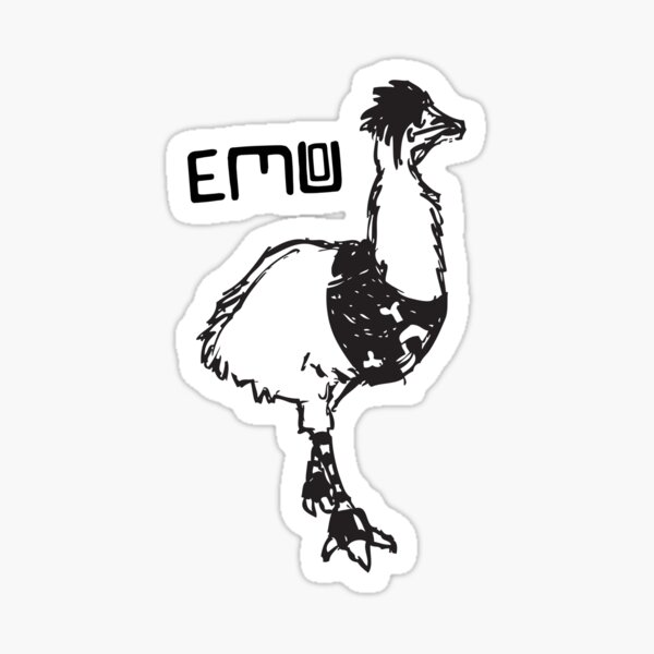 &ldquo;Emo Emu&rdquo; Sticker by saMOErai | Redbubble