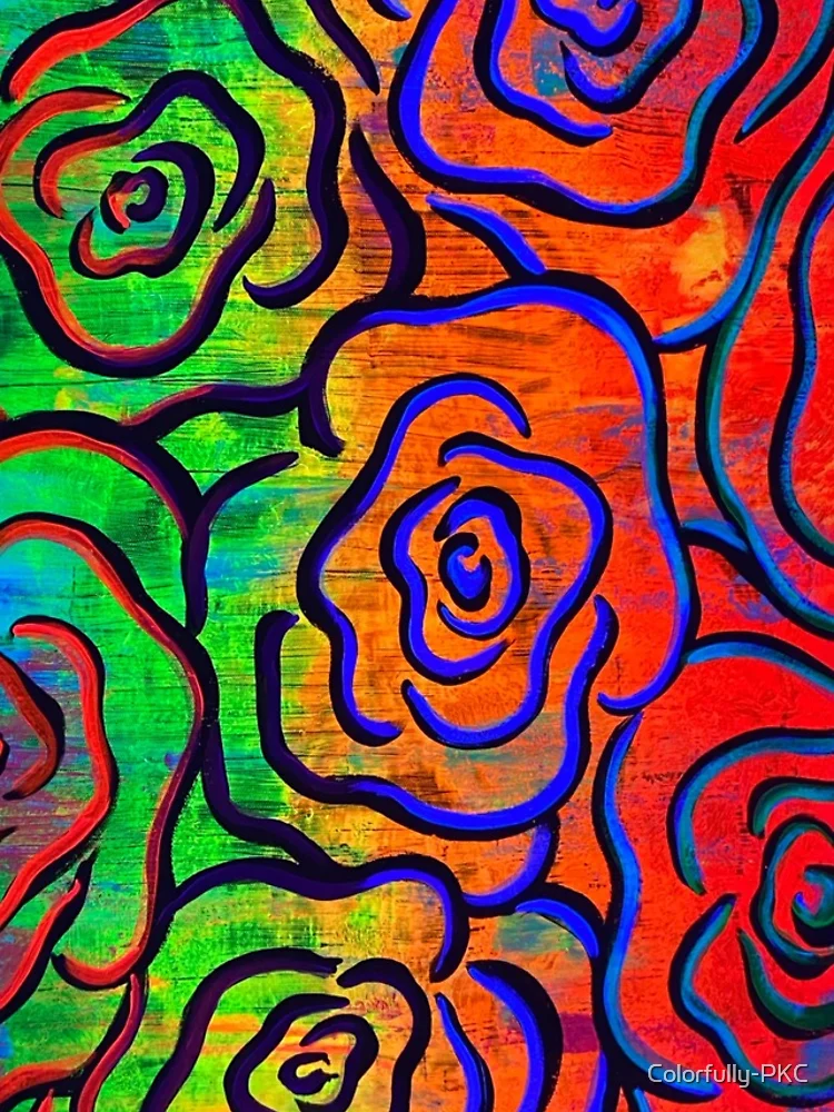 Thumbnail 4 of 4, iPhone Case, Neon Roses - Rainbow designed and sold by Colorfully-PKC.