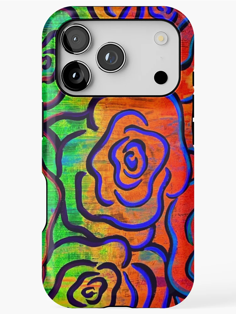 Thumbnail 1 of 4, iPhone Case, Neon Roses - Rainbow designed and sold by Colorfully-PKC.