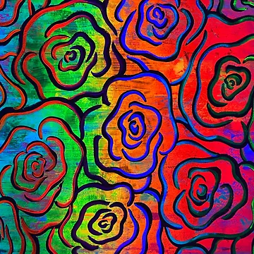 Artwork thumbnail, Neon Roses - Rainbow by Colorfully-PKC
