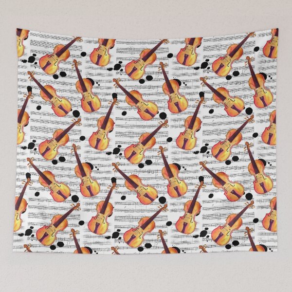 Item preview, Retro Violin Music Art designed and sold by VintageViolet79.