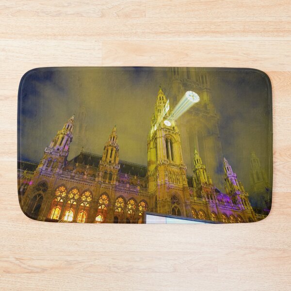 Item preview, Gothic effect, double image and zoom blur effect creating erie impressionist image of towm hall or Rathaus in Vienna., Austria. designed and sold by Brian Scantlebury.