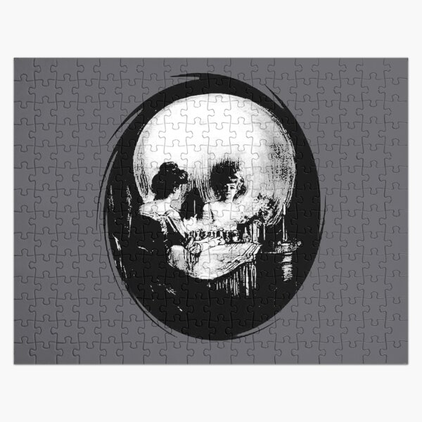 Existential Dread Op Art Woman and Skull Reflection  Jigsaw Puzzle