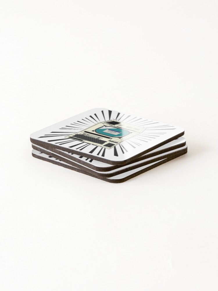 Thumbnail 4 of 5, Coasters (Set of 4), Retro Computer (black print) designed and sold by Studio-Sy.