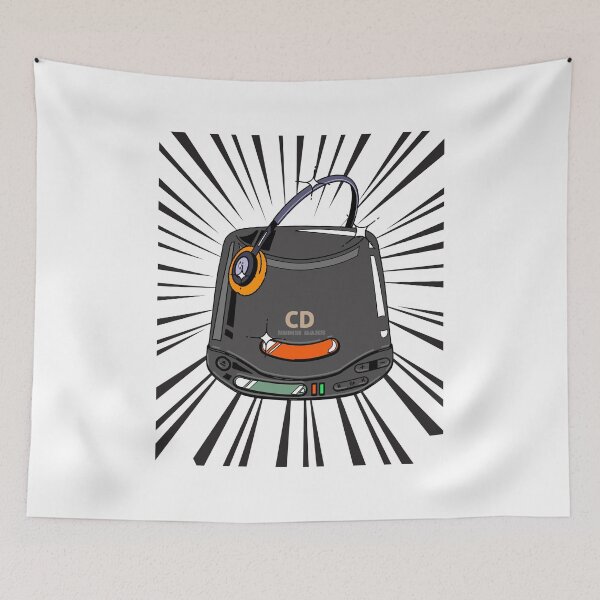 Item preview, Retro CD Player Discman (black print) designed and sold by Studio-Sy.