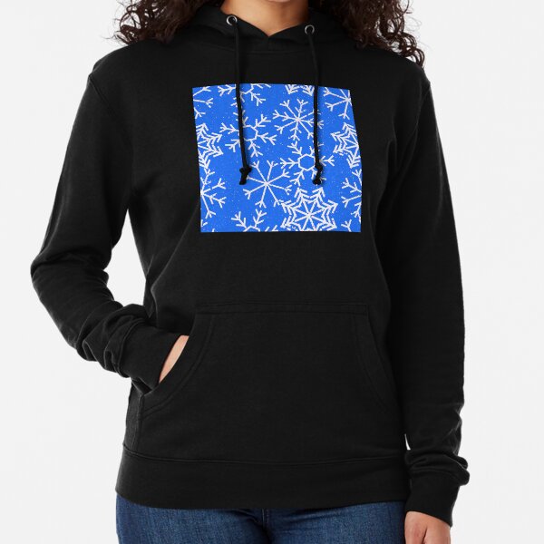 Blue Snowflake Seamless Pattern Womens Sports Long Sleeve Crop Hoodie Sweatshirt Top Pullover Hooded Sweatshirt