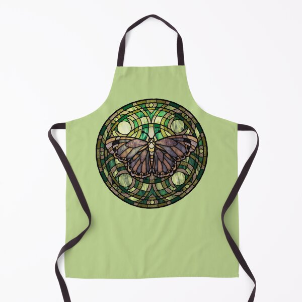Item preview, Brown Moth Round Green Stained Glass designed and sold by Wyvernwrought.