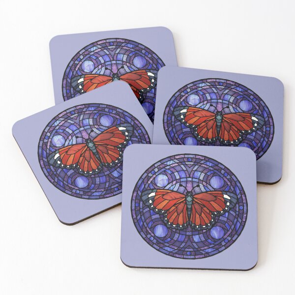 Item preview, Red Butterfly Round Purple Stained Glass designed and sold by Wyvernwrought.