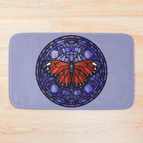 Item preview, Red Butterfly Round Purple Stained Glass designed and sold by Wyvernwrought.