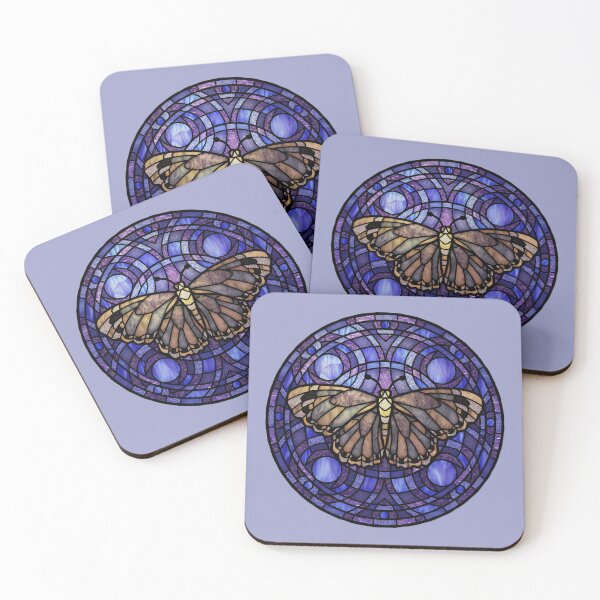 Item preview, Brown Moth Round Purple Stained Glass designed and sold by Wyvernwrought.