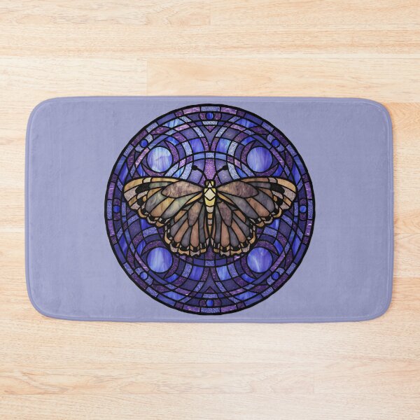Item preview, Brown Moth Round Purple Stained Glass designed and sold by Wyvernwrought.