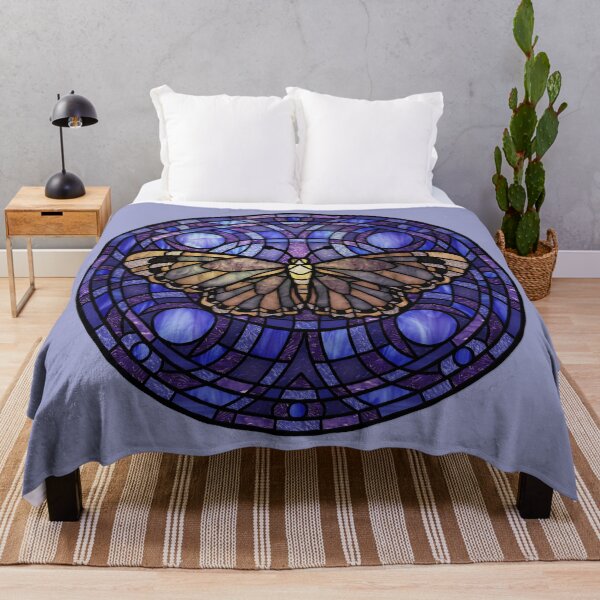 Item preview, Brown Moth Round Purple Stained Glass designed and sold by Wyvernwrought.