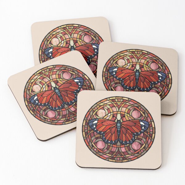 Item preview, Red Butterfly Round Red Stained Glass designed and sold by Wyvernwrought.