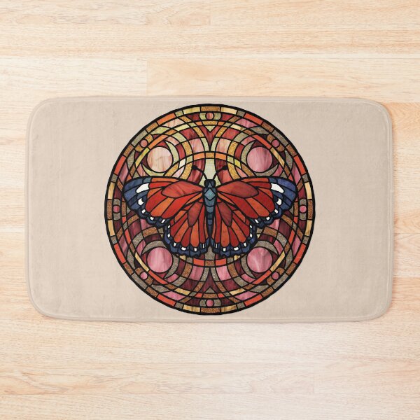 Item preview, Red Butterfly Round Red Stained Glass designed and sold by Wyvernwrought.