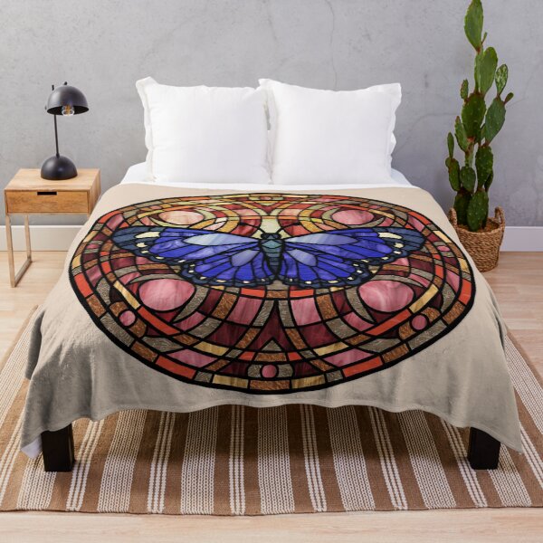 Item preview, Purple Butterfly Round Red Stained Glass designed and sold by Wyvernwrought.