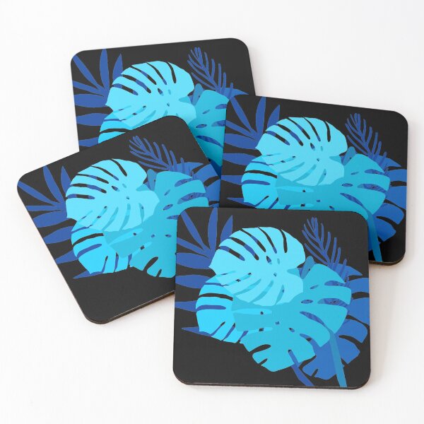 Item preview, Blue And Aqua Palm Leaves Art On Black designed and sold by DEC02.