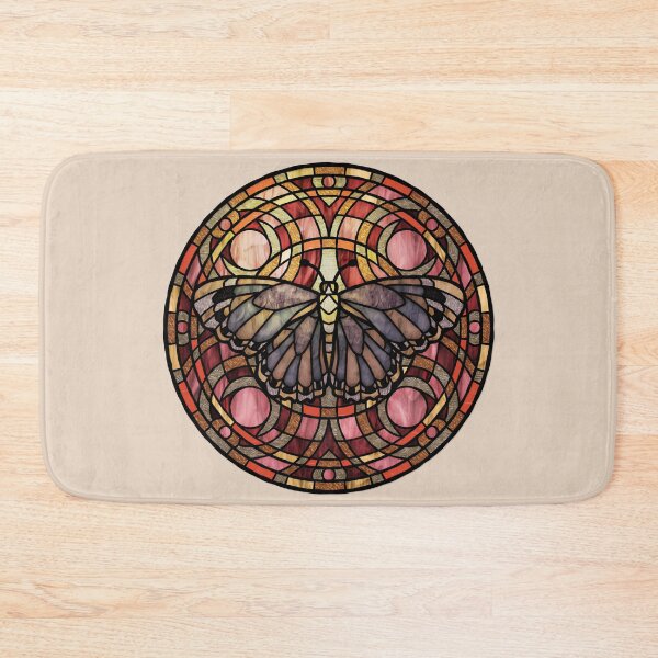 Item preview, Brown Moth Round Red Stained Glass designed and sold by Wyvernwrought.