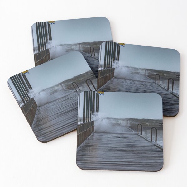 Item preview, Stormy Seas at Frankston Pier Waves crashing through the boards designed and sold by James-Cole.
