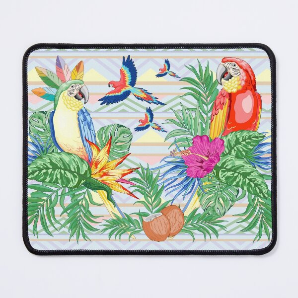 Item preview, Macaws Parrots Exotic Birds on Tropical Flowers and Leaves designed and sold by BluedarkArt.