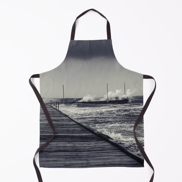 Item preview, Moody Frankston Pier as Windy Storm Batters with Crashing Waves in Black and White designed and sold by James-Cole.