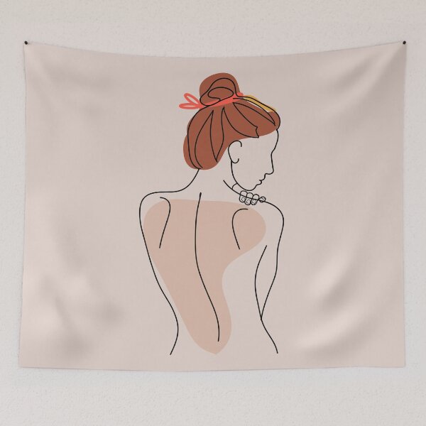 Item preview, Red Ribbon Nude Woman Illustration designed and sold by PeachyLitchi.