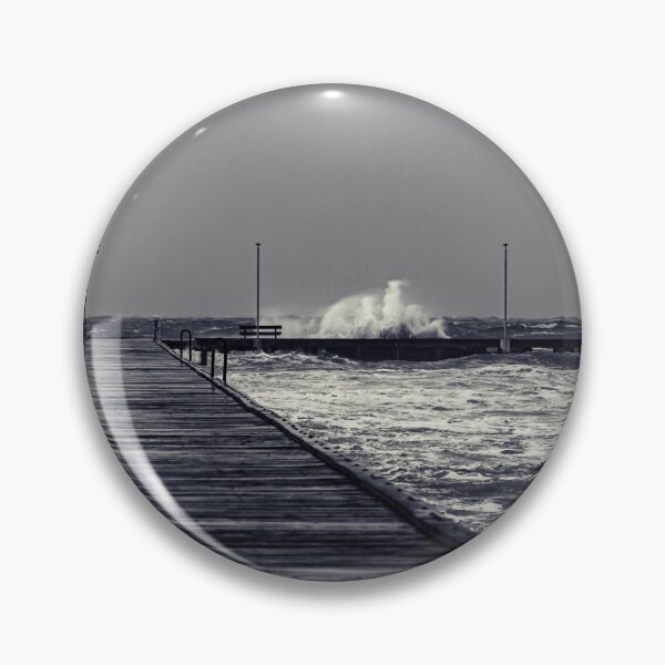 Item preview, Moody Frankston Pier with Waves Crashing in windy Storm designed and sold by James-Cole.