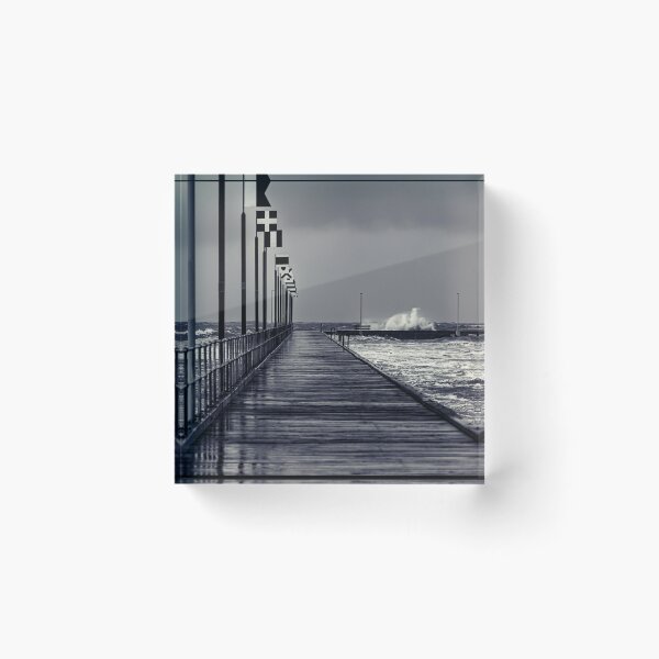 Item preview, Moody Frankston Pier with Waves Crashing in windy Storm designed and sold by James-Cole.
