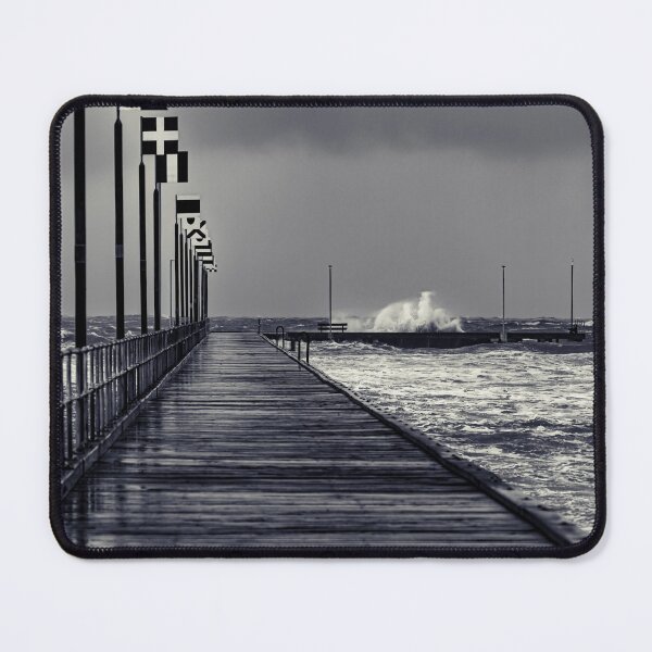 Item preview, Moody Frankston Pier with Waves Crashing in windy Storm designed and sold by James-Cole.