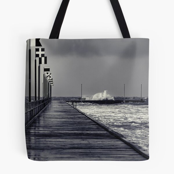 Item preview, Moody Frankston Pier with Waves Crashing in windy Storm designed and sold by James-Cole.