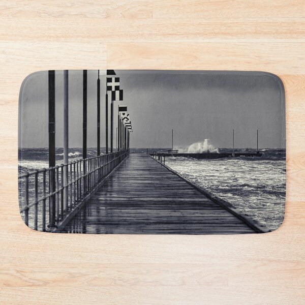 Item preview, Moody Frankston Pier with Waves Crashing in windy Storm designed and sold by James-Cole.