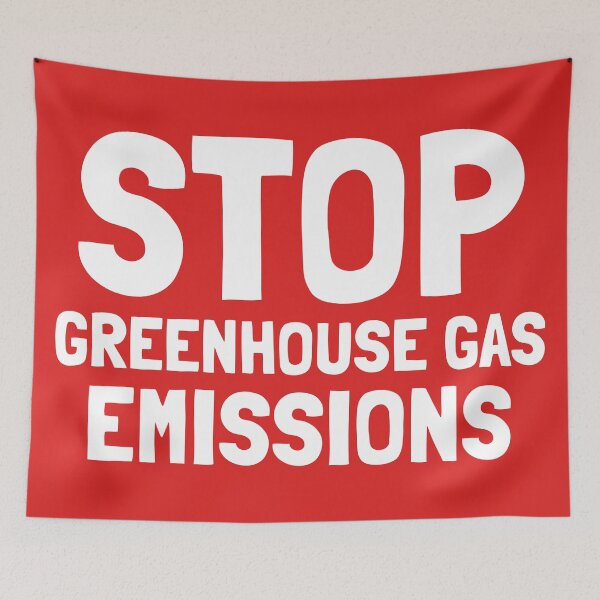 Item preview, STOP Greenhouse Gas Emissions Red White Environmental Advocacy designed and sold by cashewdays.