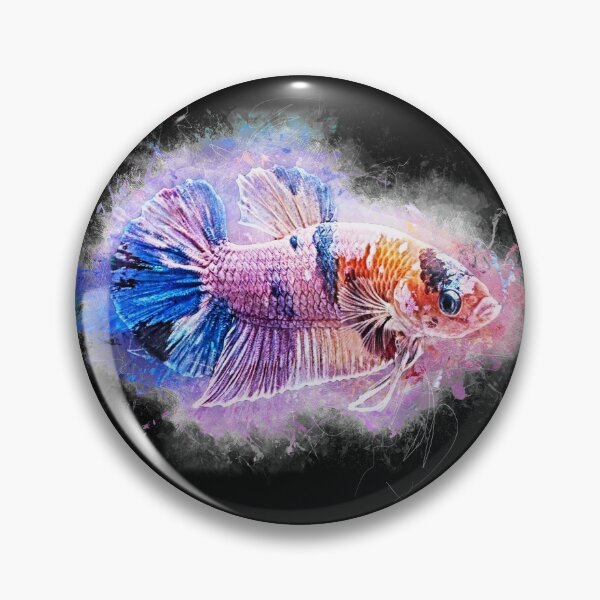 Item preview, Fighting fish Halfmoon marble metallic - Betta splendens designed and sold by AquariumLutter.
