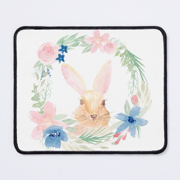 Item preview, Watercolor Bunny Rabbit in a Floral wreath designed and sold by Harpley Design Studio.