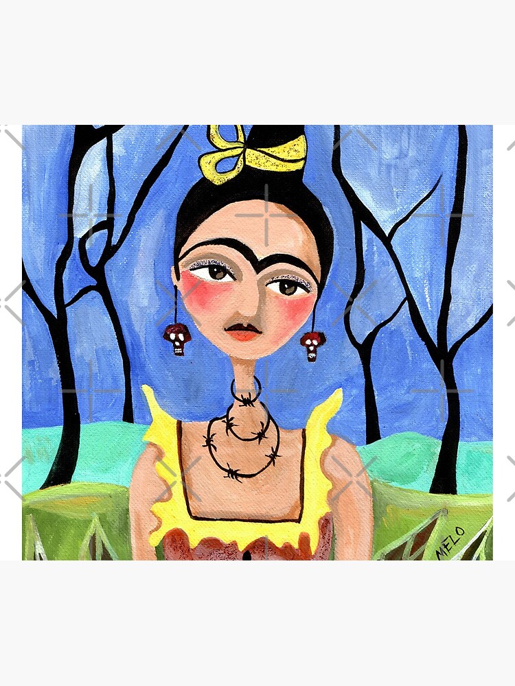 Frida Kahlo in the Woods with Skull Earrings Portrait by meloearth