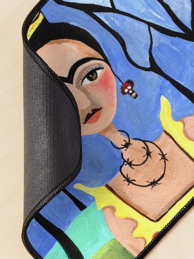 Alternate view of Frida Kahlo in the Woods with Skull Earrings Portrait Mouse Pad