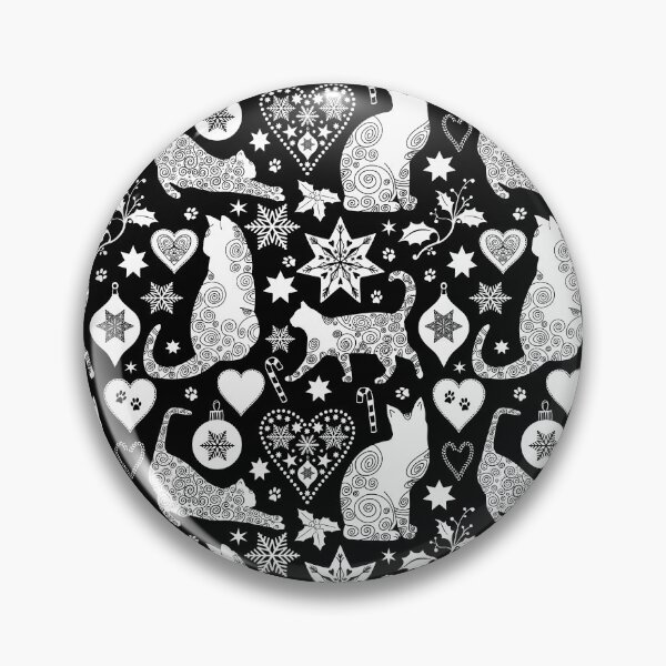 Item preview, Black And White Cat Christmas Scandinavian Folk Art Pattern designed and sold by artsandsoul.