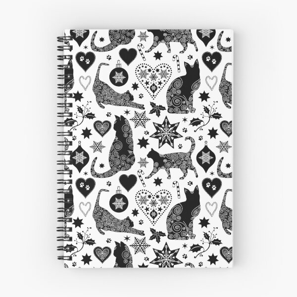 Item preview, Black And White Cat Christmas Scandinavian Folk Art Pattern designed and sold by artsandsoul.