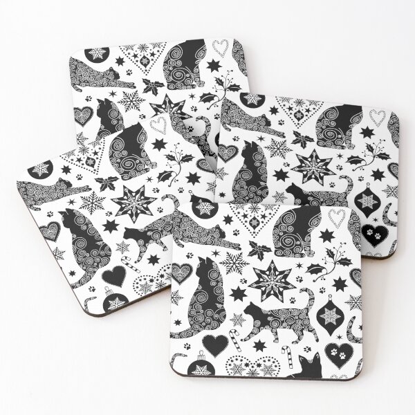 Item preview, Black And White Cat Christmas Scandinavian Folk Art Pattern designed and sold by artsandsoul.