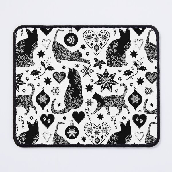 Item preview, Black And White Cat Christmas Scandinavian Folk Art Pattern designed and sold by artsandsoul.