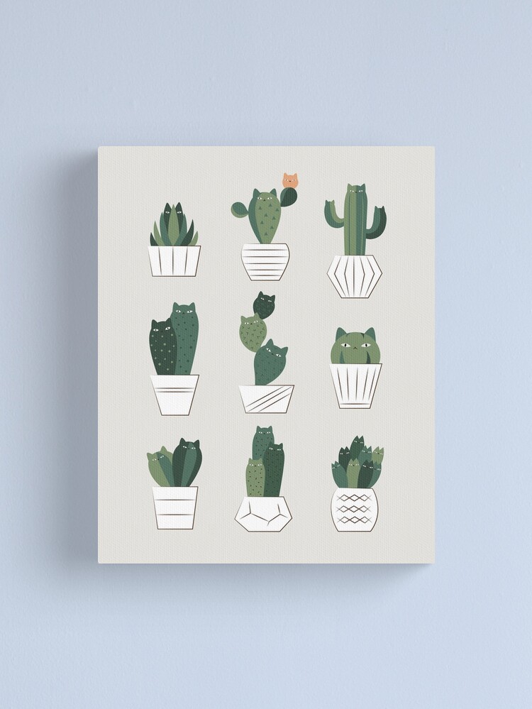 Alternate view of Cat and Plant 20: Cat-tus Canvas Print